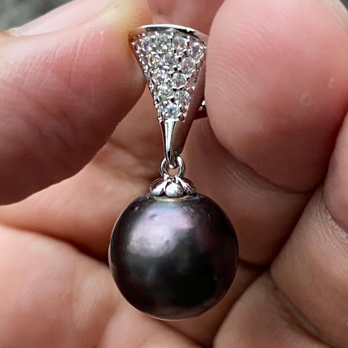 Real south sea pearl saltwater pearl seawater pearl Pendant (BLACK) BoZorX