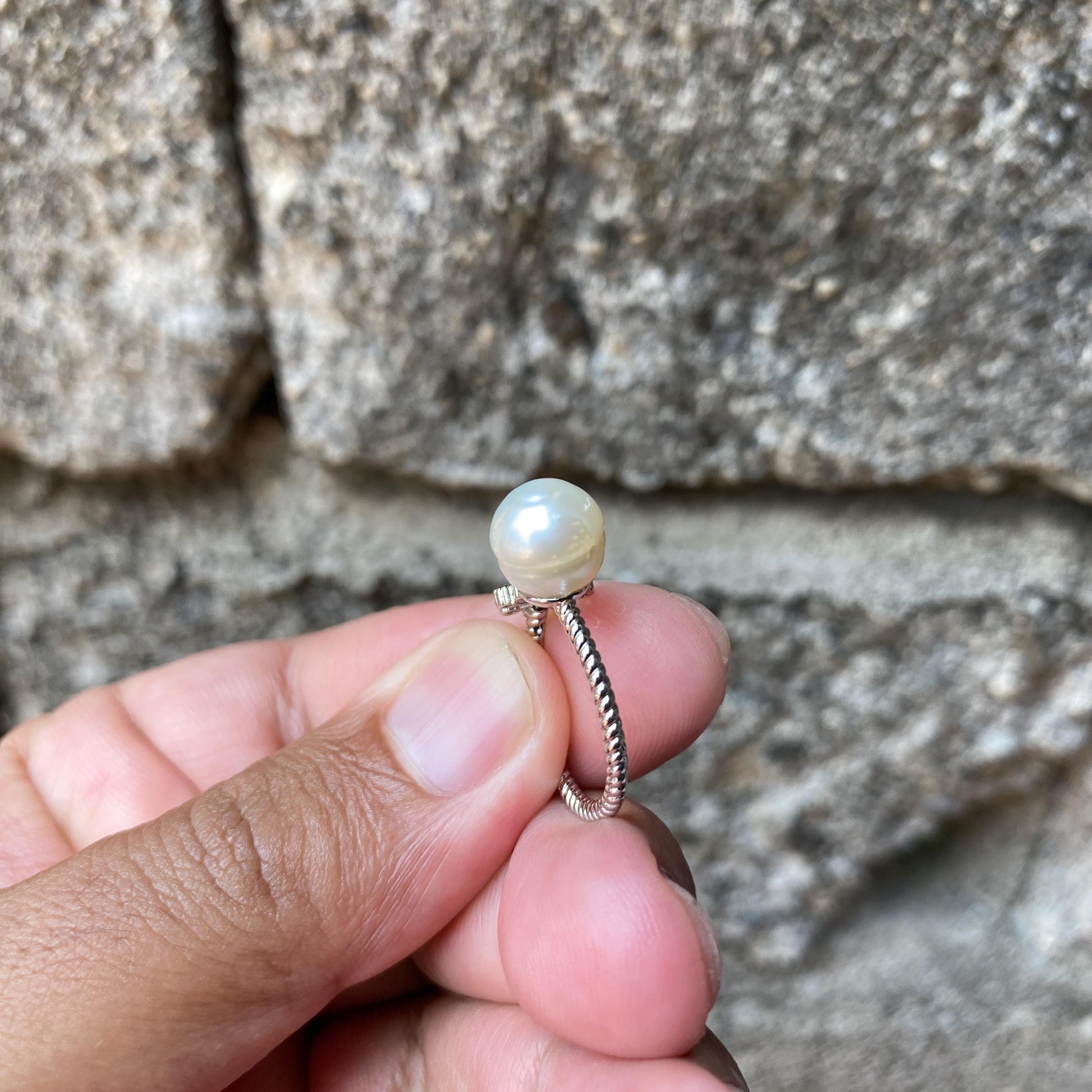 Real South Sea Pearl Real Seawater Saltwater Pearl Ring Size 15 AB3-6 BoZorX