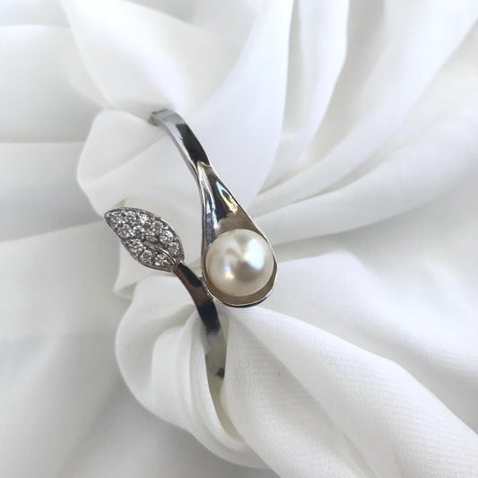 Silver with White gold Plated Bracelet with Real South Sea Pearl Seawater Pearl BoZorX