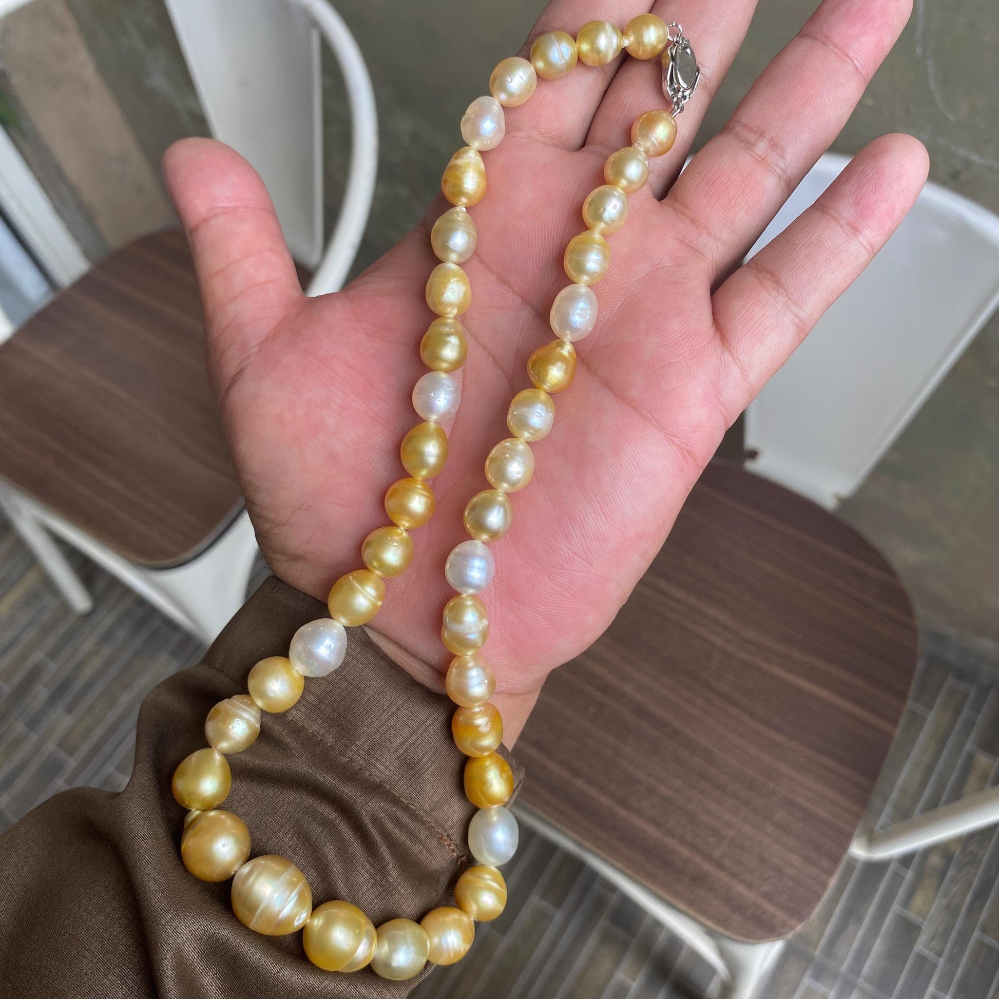 Real South Sea Pearl Saltwater Pearl Seawater Pearl Necklace Pearl Size 9-13mm (BroE-3) BoZorX