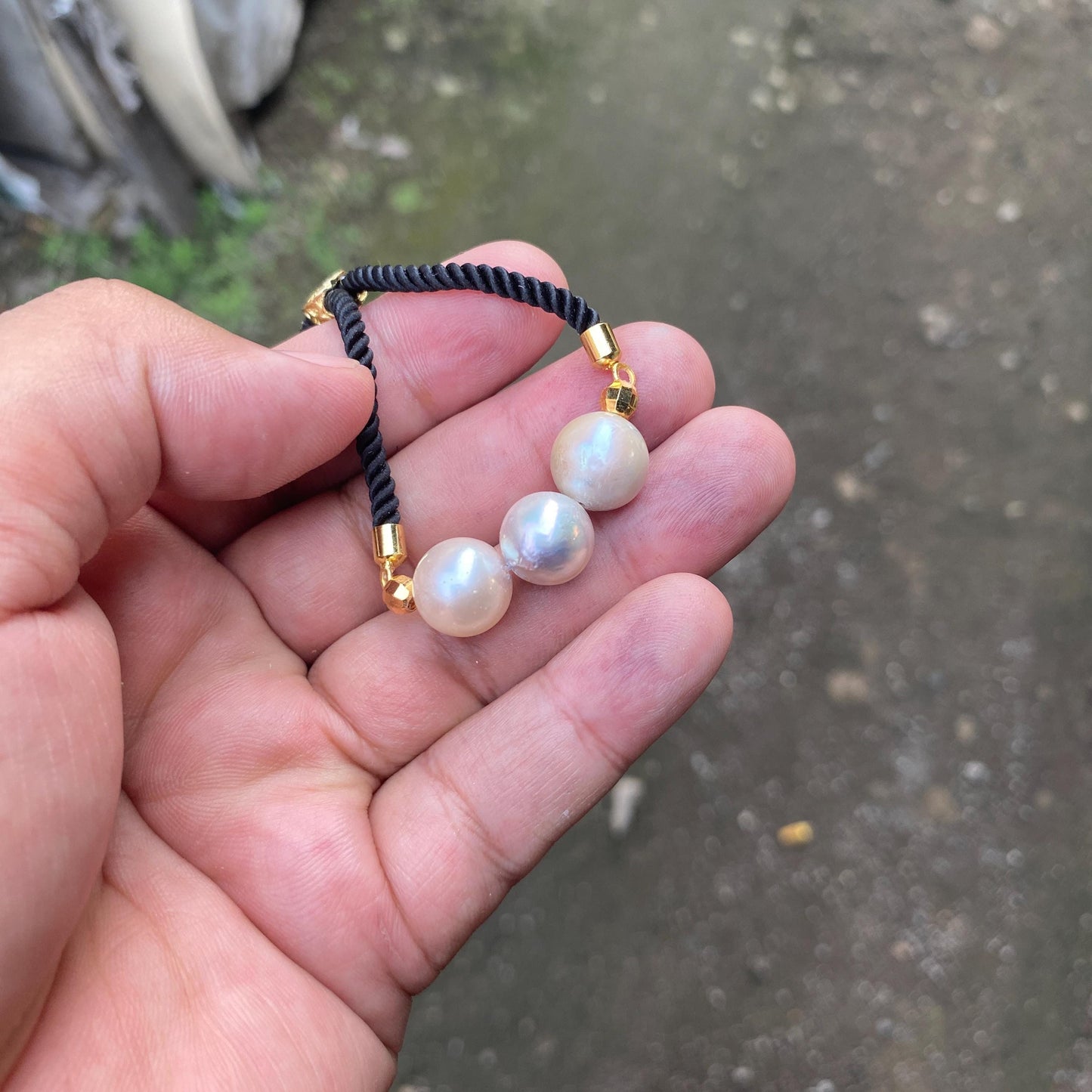 Bracelet with Real South Sea Pearl Seawater Saltwater Pearl (Gg)