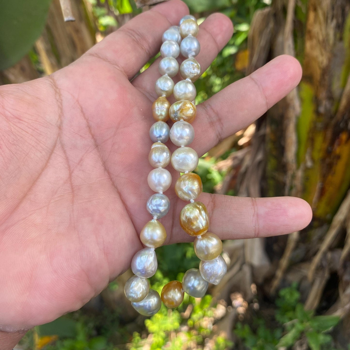 Baroque Pearl Necklace Real South Sea Pearl Necklace Seawater Necklace Saltwater Baroque Pearl Necklace (BroE-2)