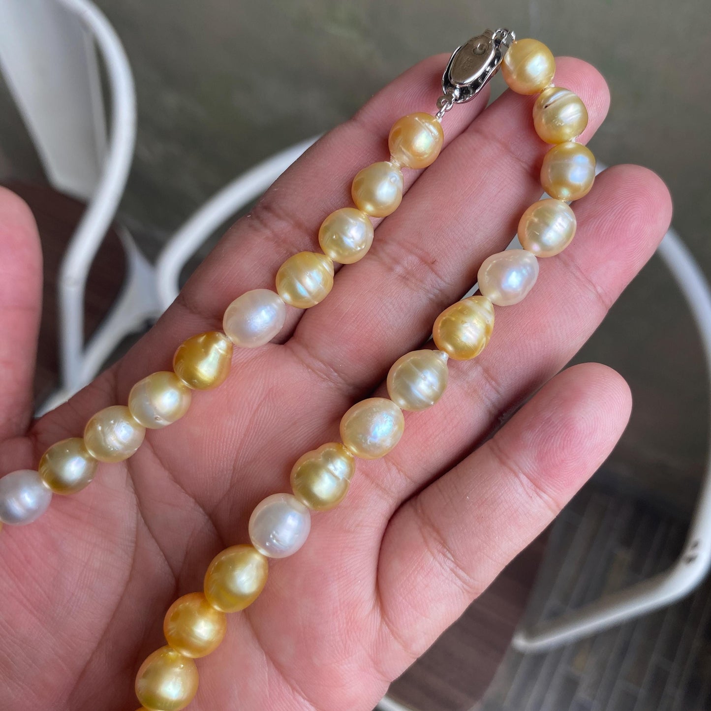 Real South Sea Pearl Saltwater Pearl Seawater Pearl Necklace Pearl Size 9-13mm (BroE-3)