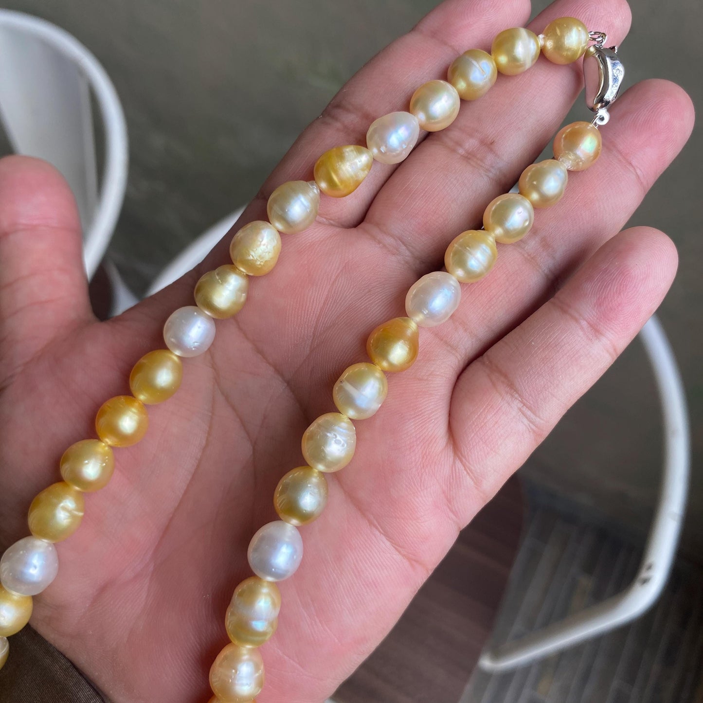 Real South Sea Pearl Saltwater Pearl Seawater Pearl Necklace Pearl Size 9-13mm (BroE-3) BoZorX