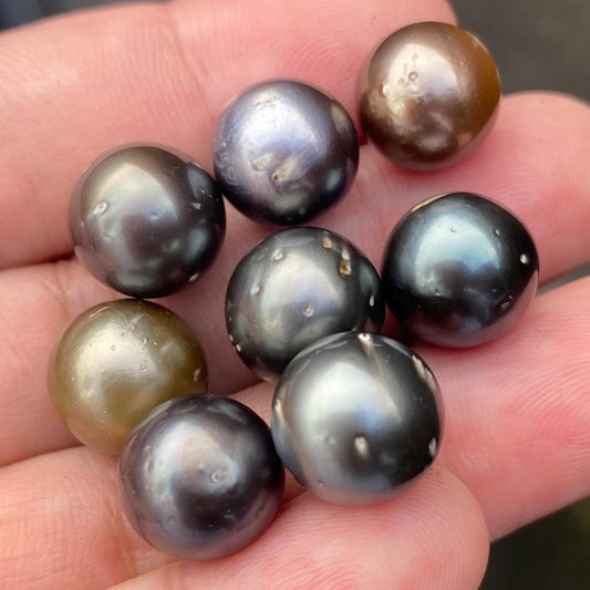 8 Pieces 12-12.5mm Loose South Sea Pearl Seawater Pearl Beads Black Pearl (Blk-2)