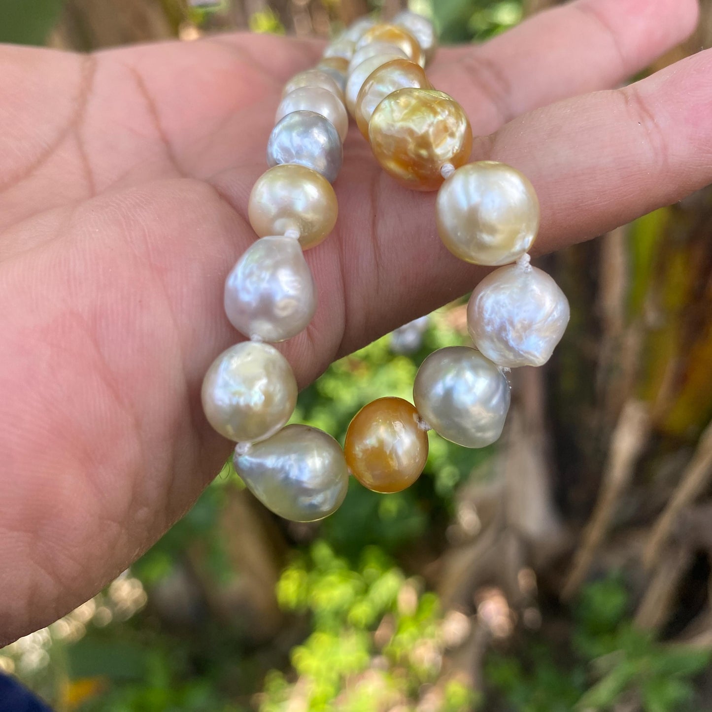 Baroque Pearl Necklace Real South Sea Pearl Necklace Seawater Necklace Saltwater Baroque Pearl Necklace (BroE-2) BoZorX