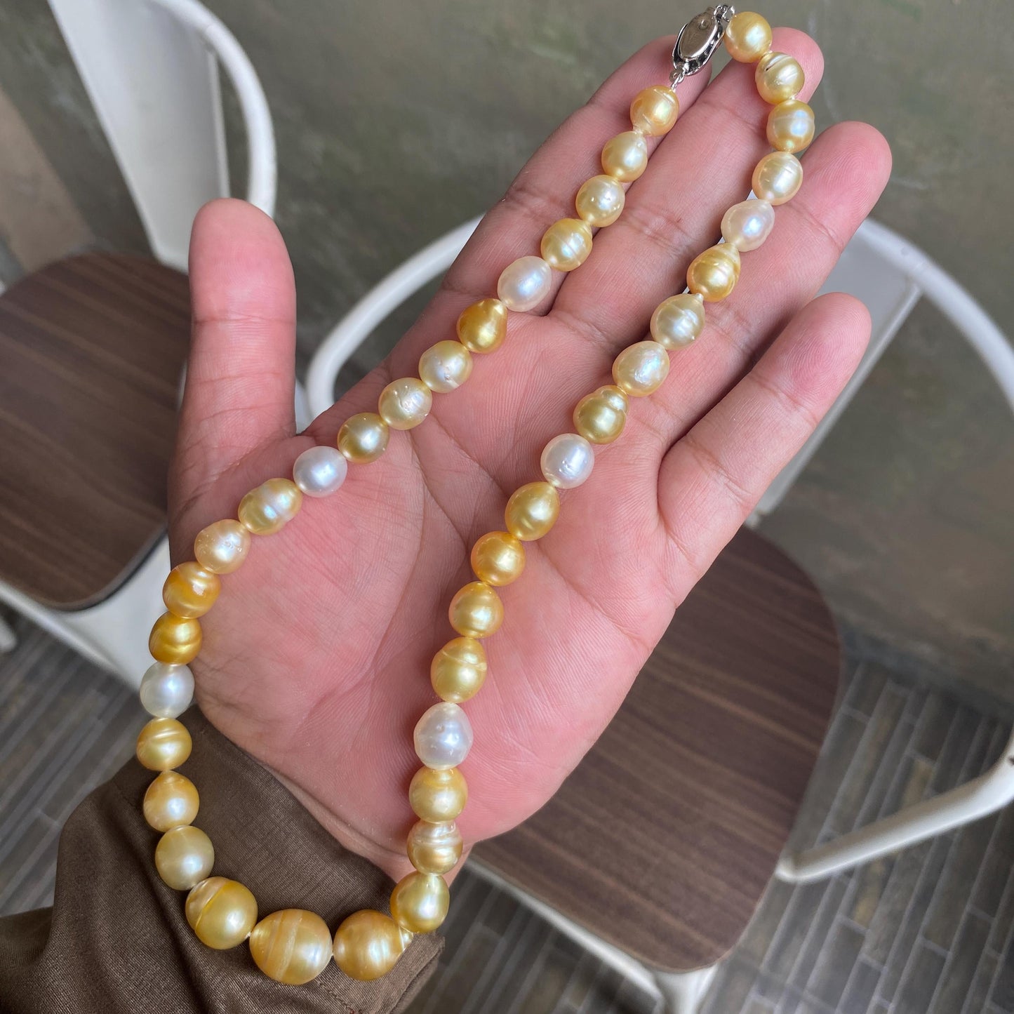 Real South Sea Pearl Saltwater Pearl Seawater Pearl Necklace Pearl Size 9-13mm (BroE-3)