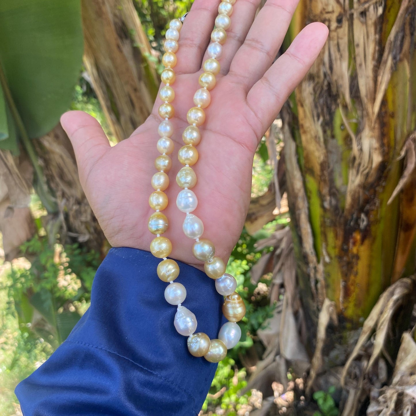 Baroque Pearl Necklace Real South Sea Pearl Necklace Seawater Necklace Saltwater Baroque Pearl Necklace (BroE-4)