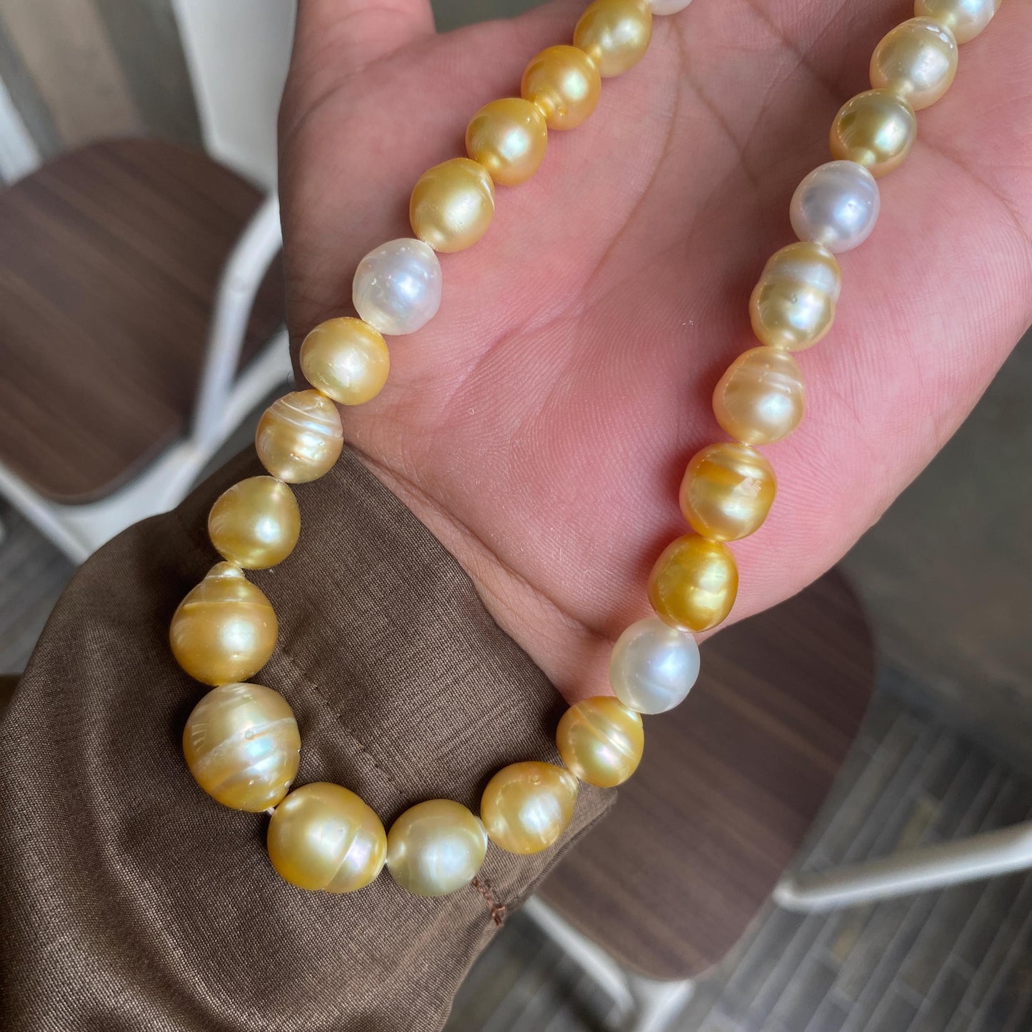 Real South Sea Pearl Saltwater Pearl Seawater Pearl Necklace Pearl Size 9-13mm (BroE-3)