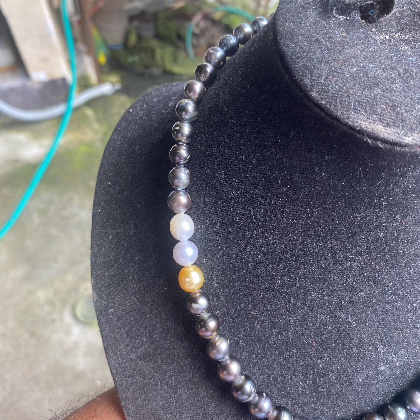 Real Tahitian South Sea Pearl Saltwater Tahitian Pearl Seawater Black Pearl Necklace, Pearl size 7.5-10mm (KH)