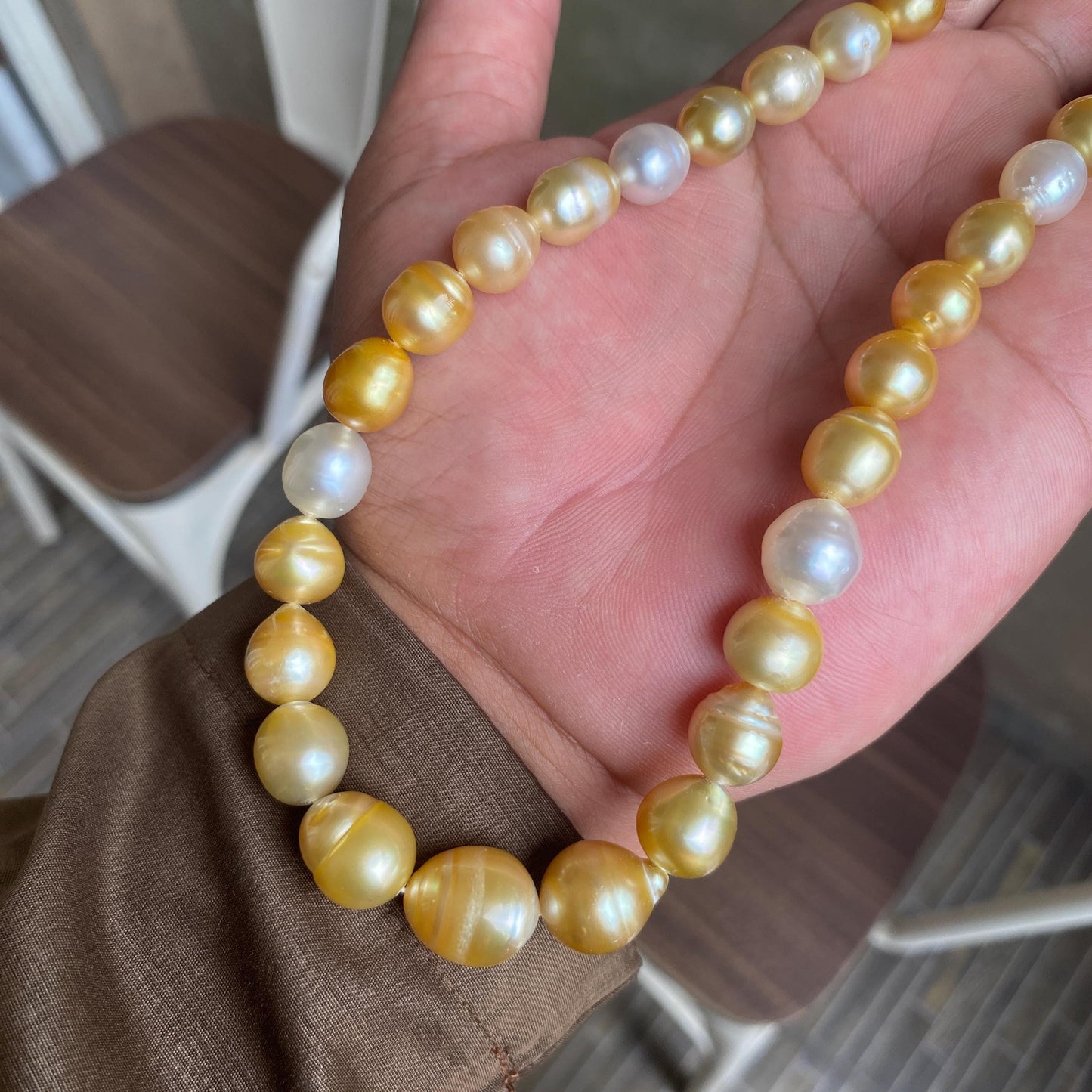 Real South Sea Pearl Saltwater Pearl Seawater Pearl Necklace Pearl Size 9-13mm (BroE-3)