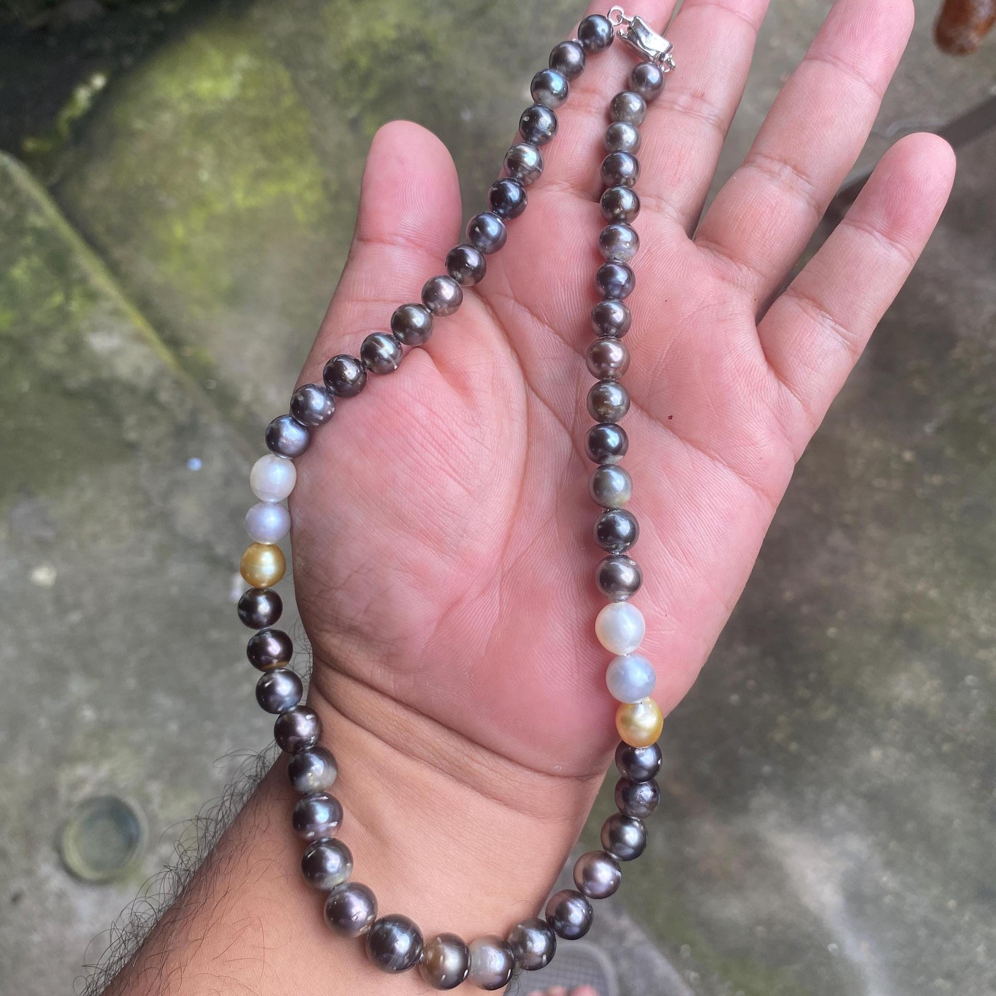 Real Tahitian South Sea Pearl Saltwater Tahitian Pearl Seawater Black Pearl Necklace, Pearl size 7.5-10mm (KH) BoZorX