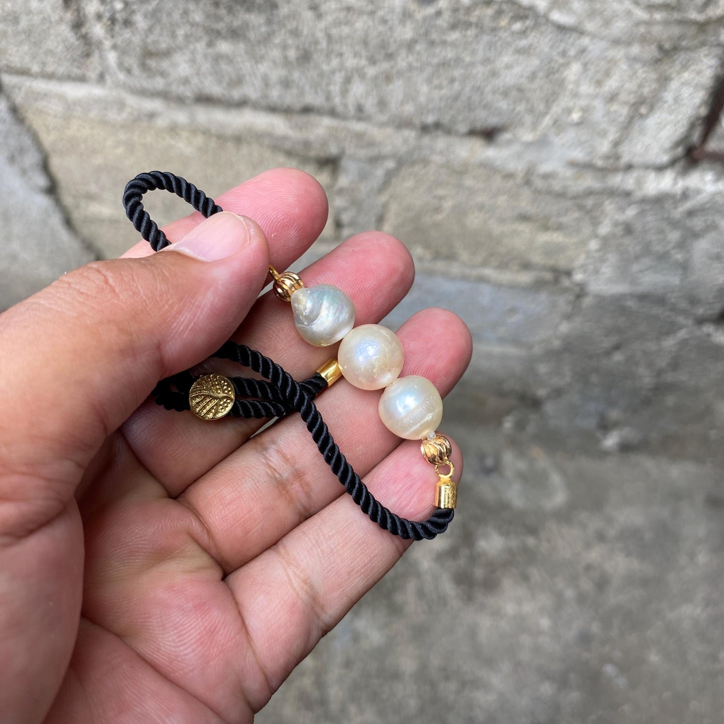 Bracelet with Real South Sea Pearl Seawater Saltwater Pearl (B)