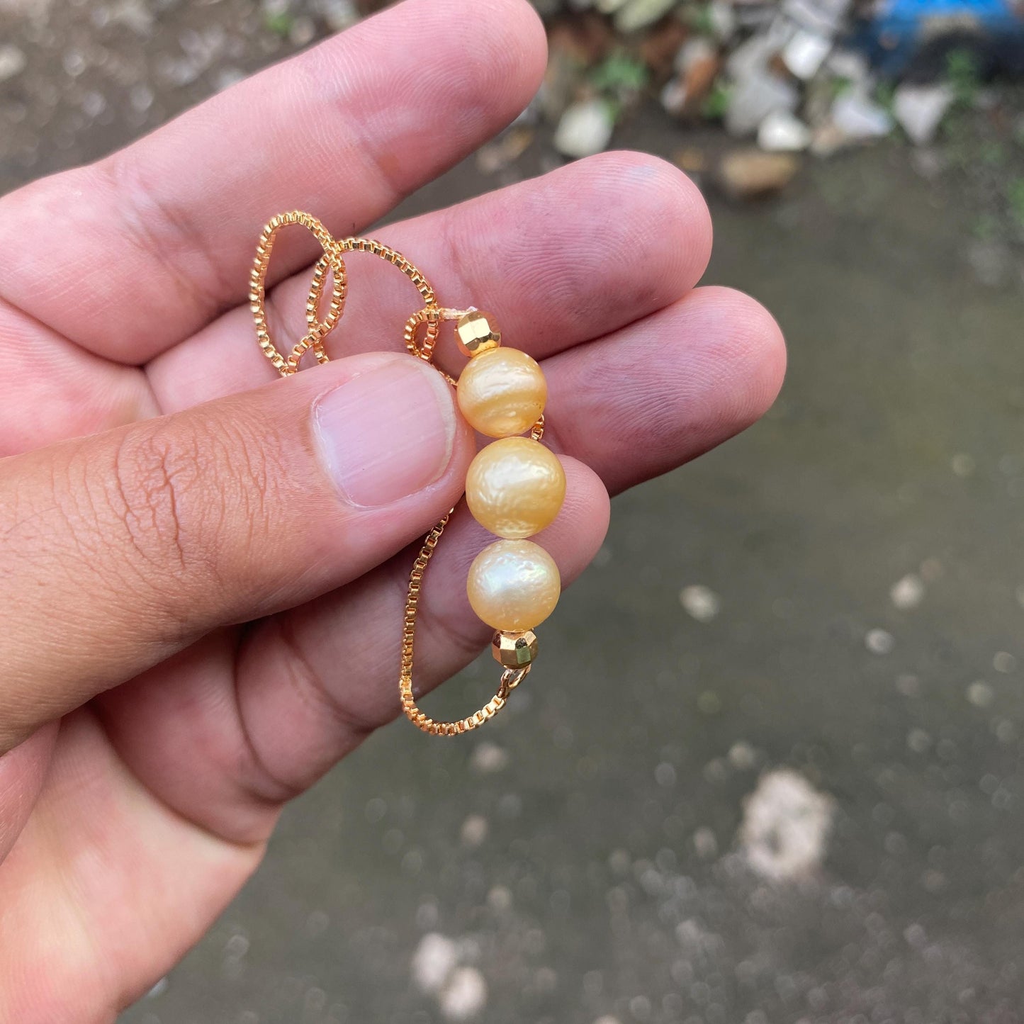 Bracelet with Real South Sea Pearl Seawater Saltwater Pearl (Hh)