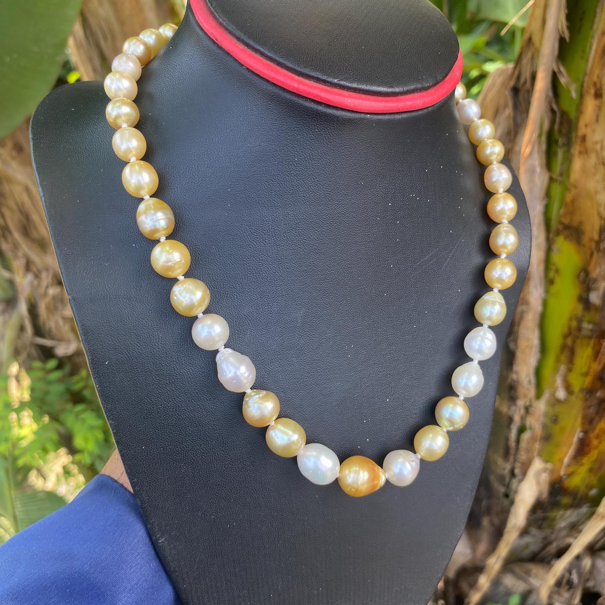 Baroque Pearl Necklace Real South Sea Pearl Necklace Seawater Necklace Saltwater Baroque Pearl Necklace (BroE-4) BoZorX