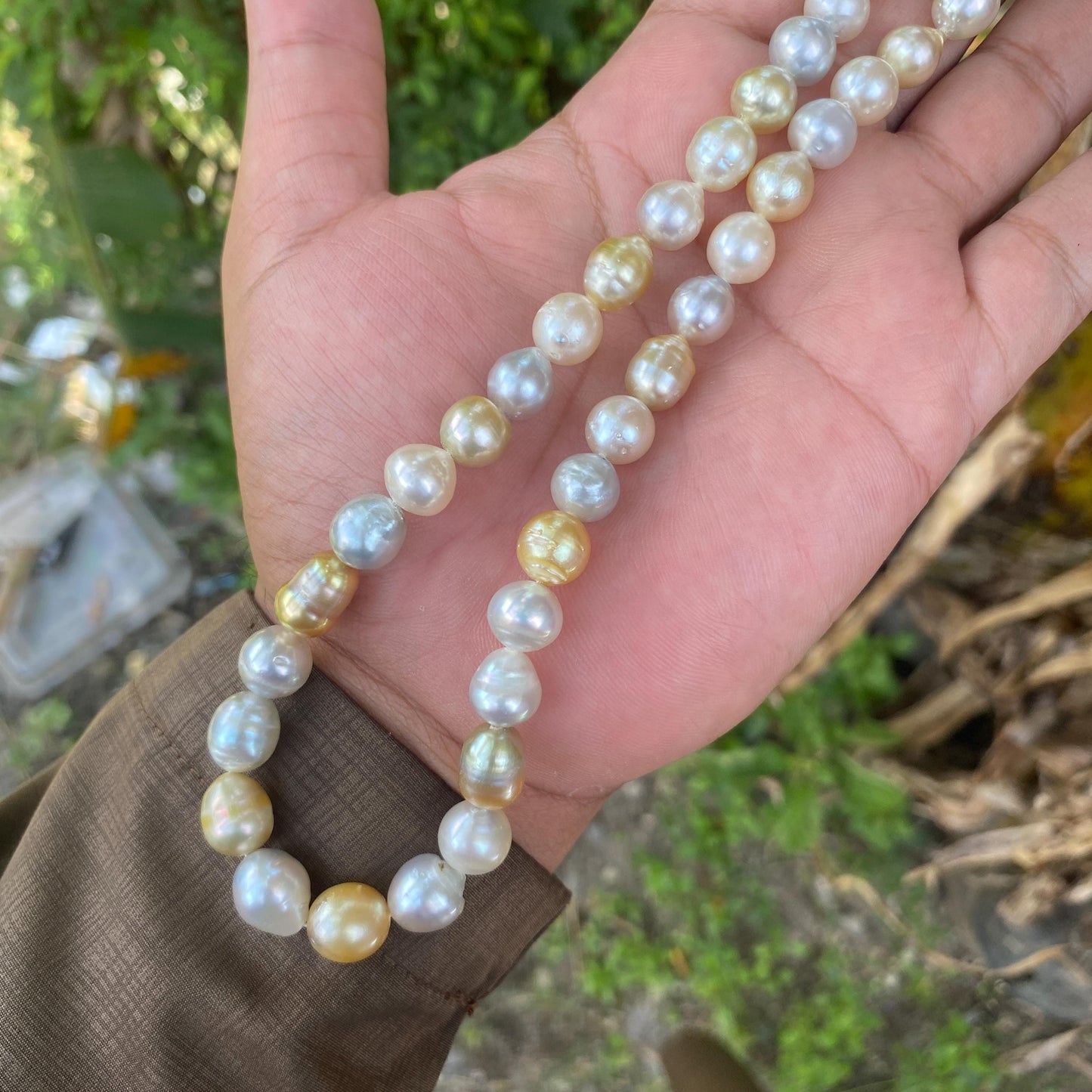 Real south sea pearl saltwater pearl seawater pearl Necklace Pearl size 7.8mm-10mm (BroE-1) BoZorX