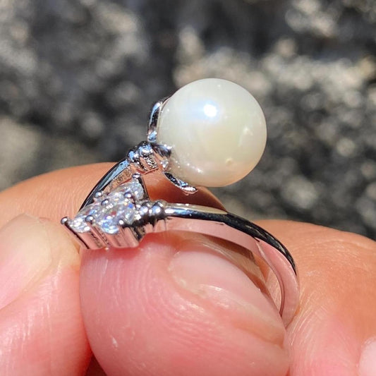 Real South Sea Pearl Real Seawater Saltwater Pearl Ring Size 15 AB3-9 BoZorX