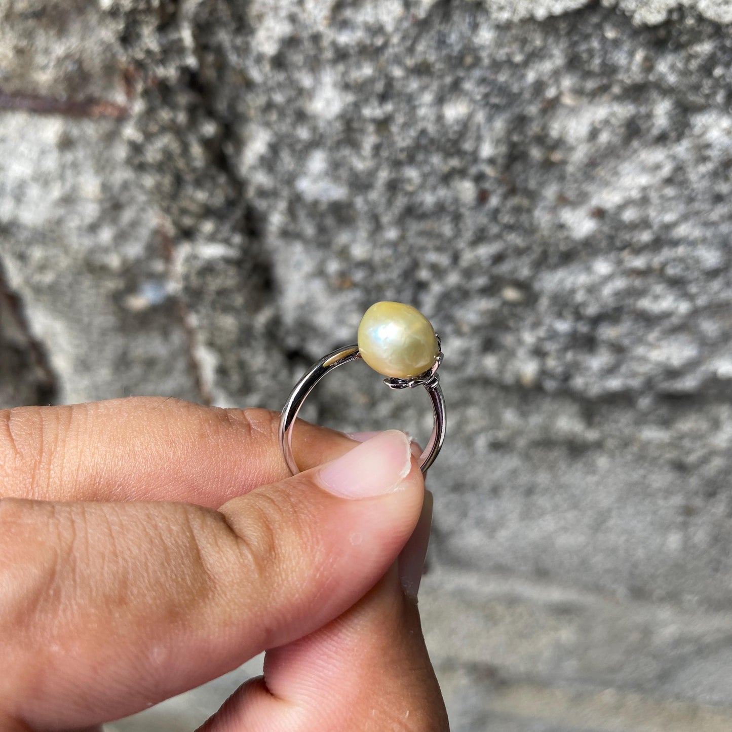 Real South Sea Pearl Real Seawater Saltwater Pearl Ring Size 15 AB2-1