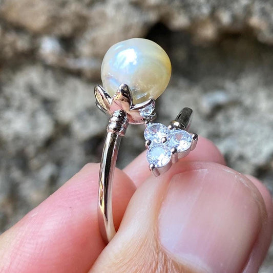 Real South Sea Pearl Real Seawater Saltwater Pearl Ring Size 15 AB4-1