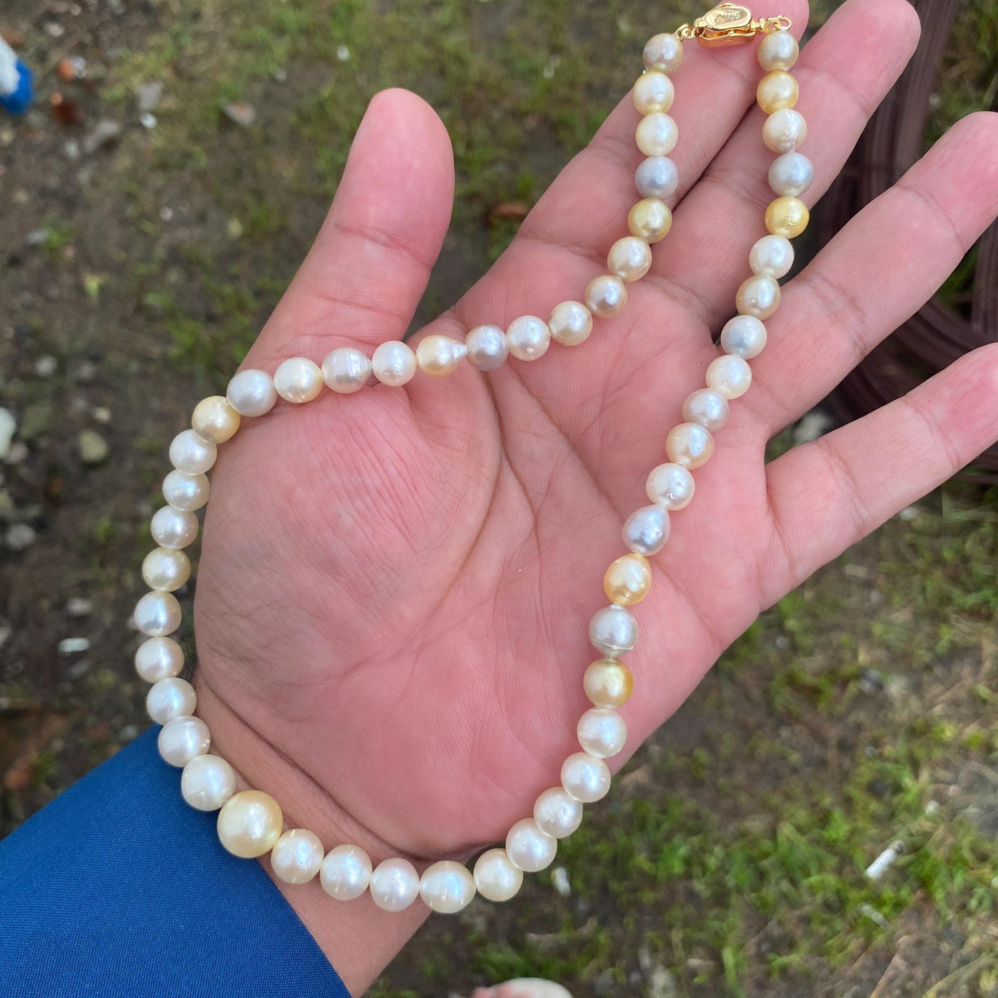 Real south sea pearl saltwater pearl seawater pearl Necklace (BROE-6)