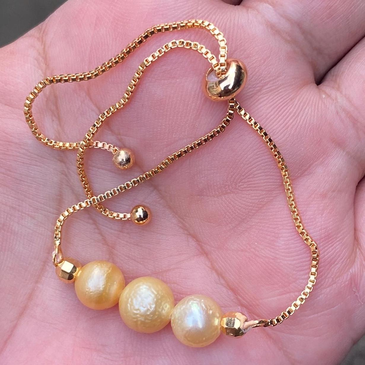 Bracelet with Real South Sea Pearl Seawater Saltwater Pearl (Hh)