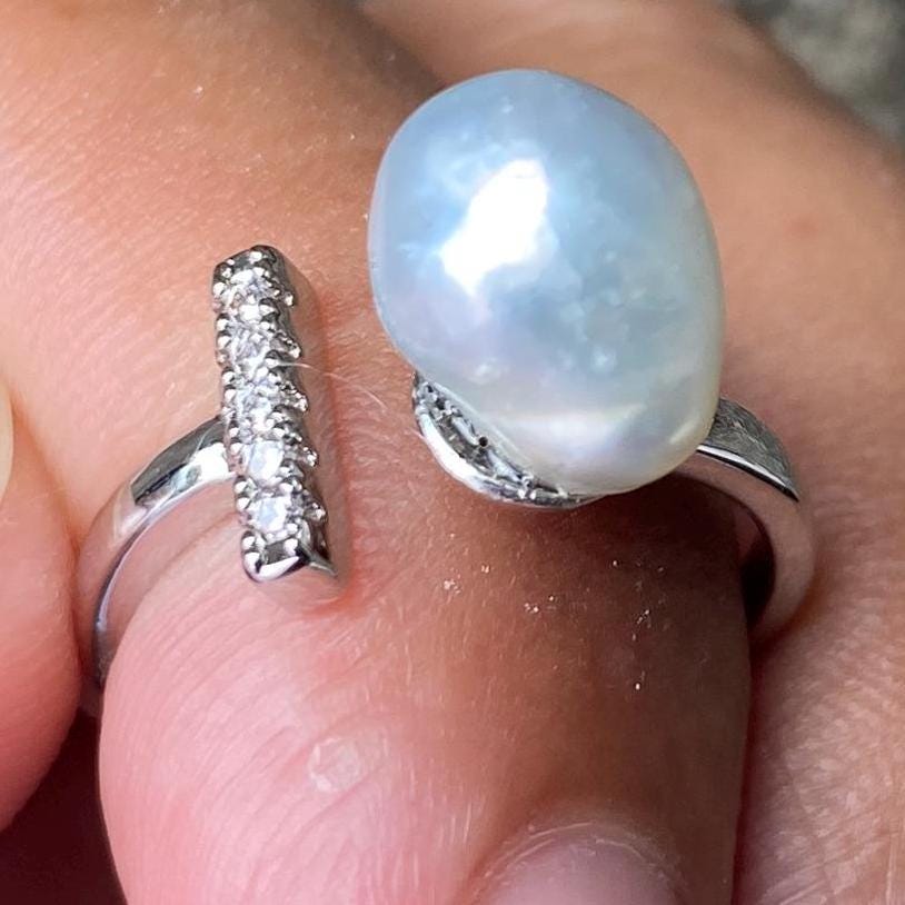 Real South Sea Pearl Real Seawater Saltwater Pearl Ring Size 15 AB1-9