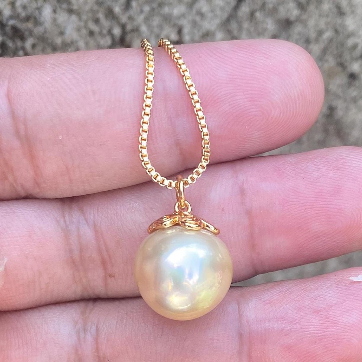 Real south sea pearl saltwater pearl seawater pearl GOLD Pendant (G-4) BoZorX