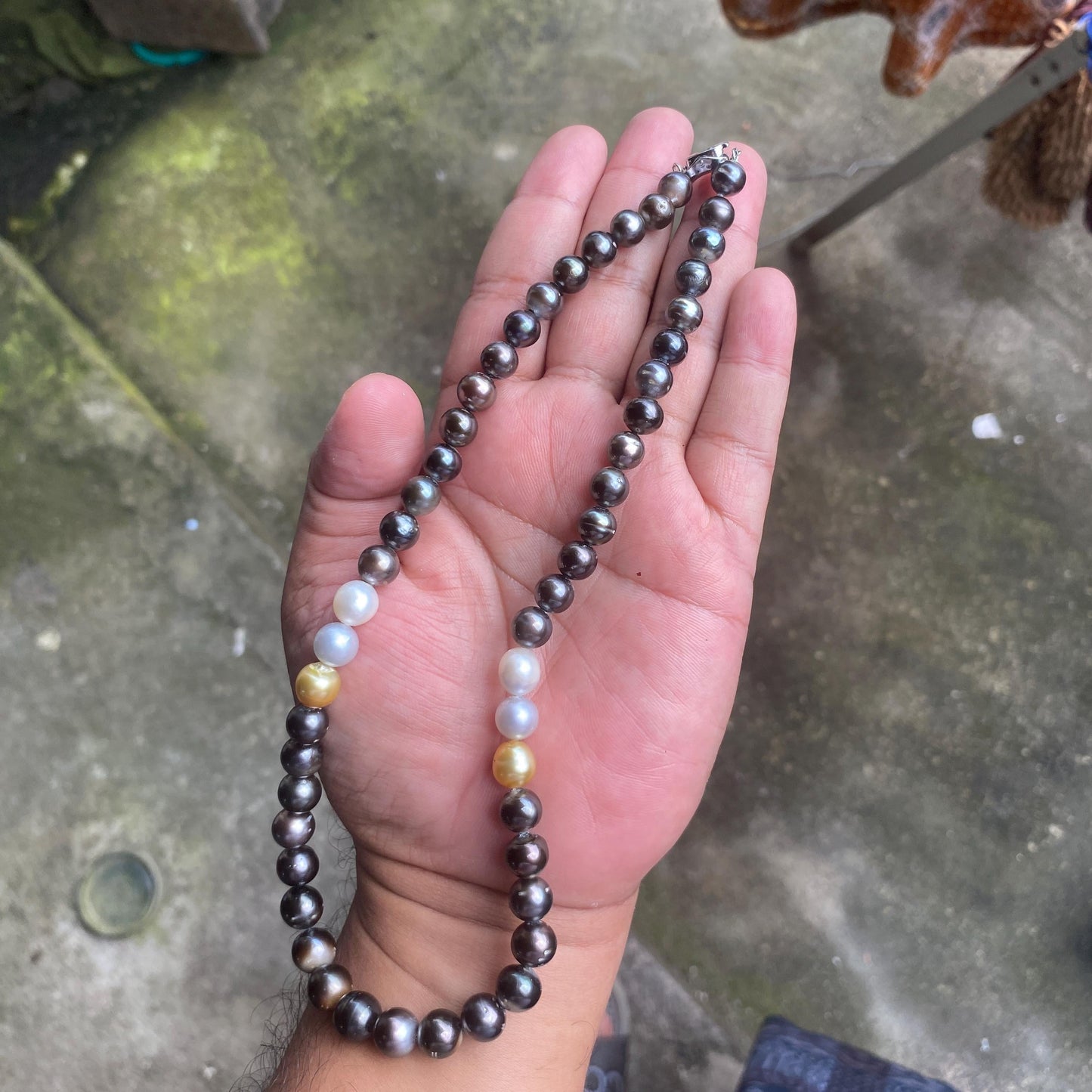 Real Tahitian South Sea Pearl Saltwater Tahitian Pearl Seawater Black Pearl Necklace, Pearl size 7.5-10mm (KH) BoZorX