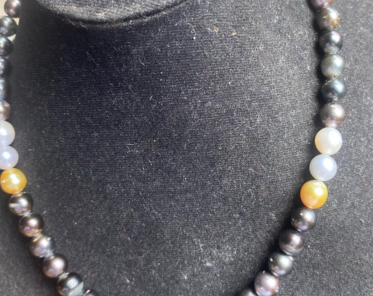 Real Tahitian South Sea Pearl Necklace, Pearl size 7.5-10mm BoZorX